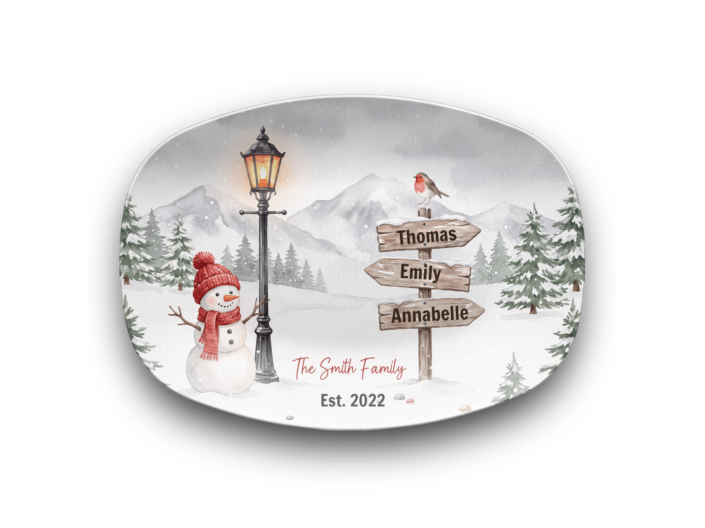 Personalized Snowy Christmas Family Platter Platter / 3 Names by Lil Plate Shop