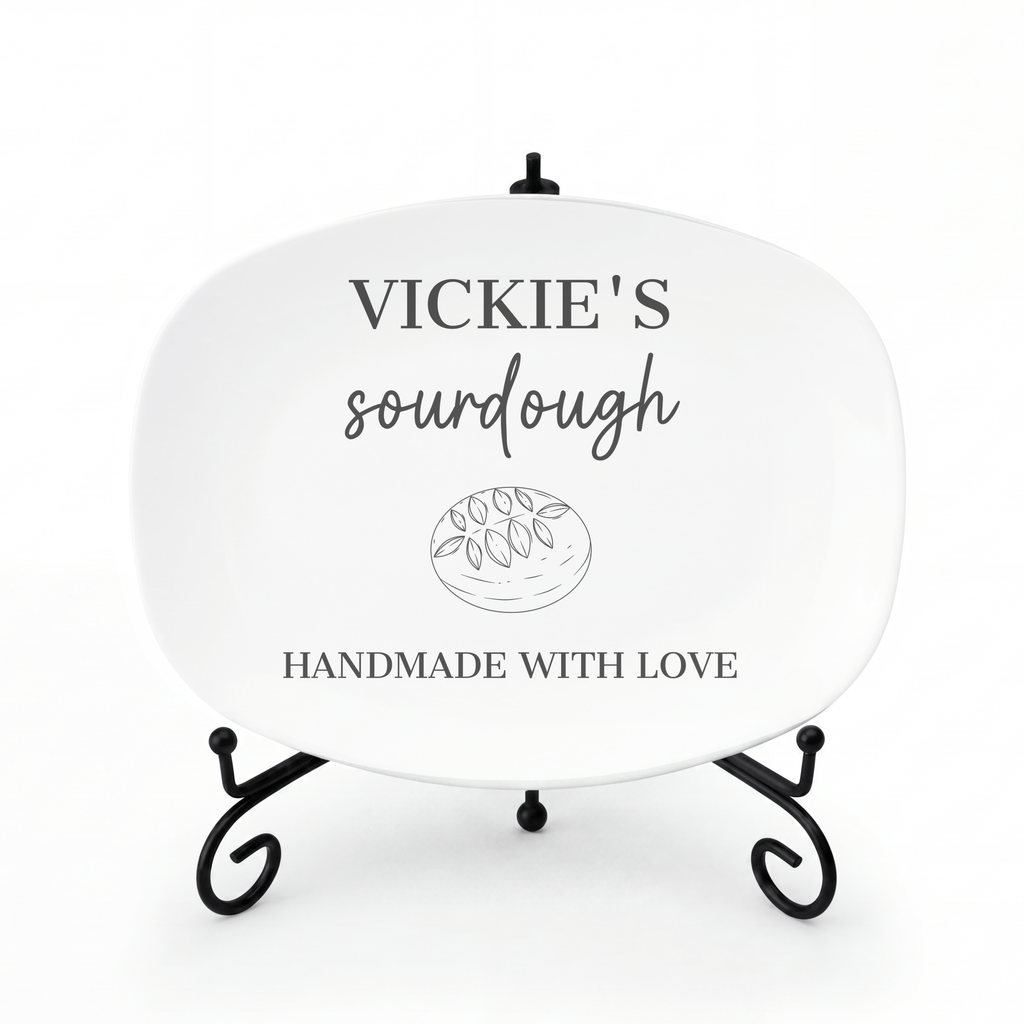 Personalized Sourdough Platter Platter + Stand + Gift Box by Lil Plate Shop