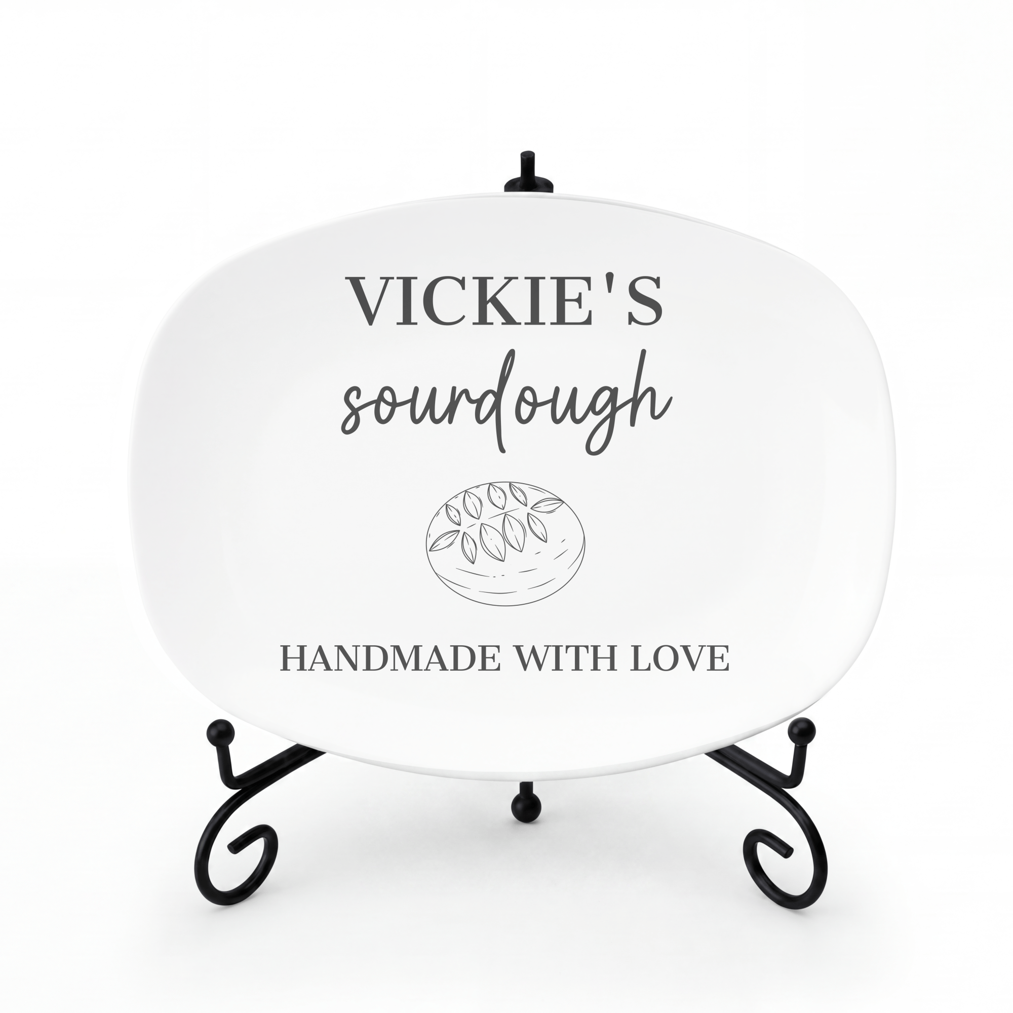 Personalized Sourdough Platter Platter + Stand + Gift Box by Lil Plate Shop