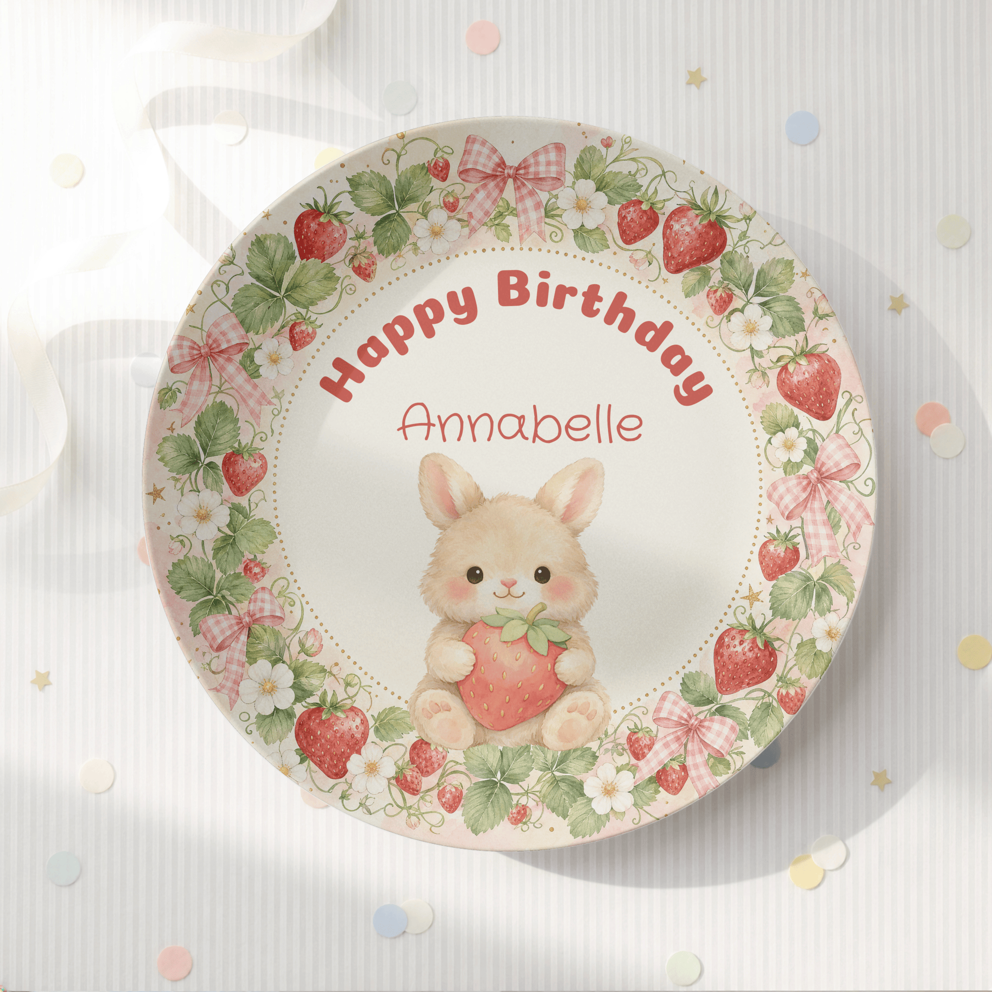 Personalized Strawberry Birthday Plate by Lil Plate Shop