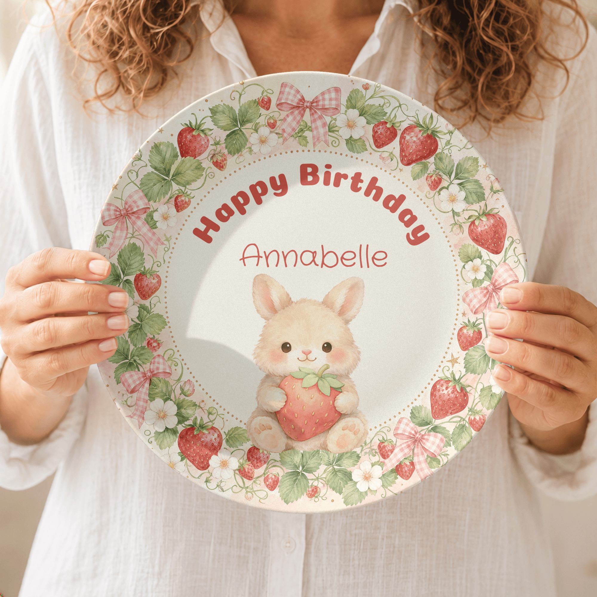 Personalized Strawberry Birthday Plate by Lil Plate Shop