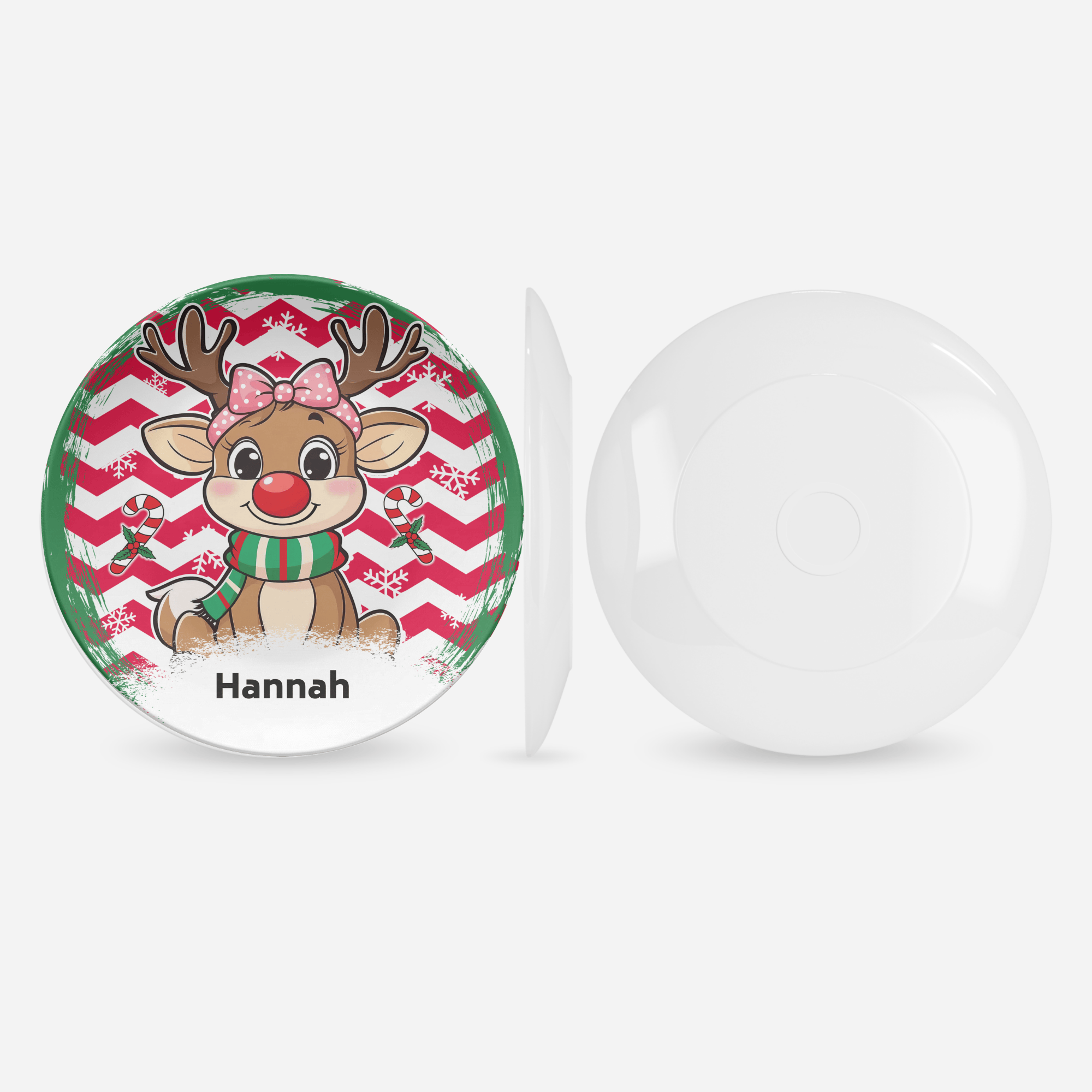 Personalized Sweet Girl Reindeer Plate by Lil Plate Shop