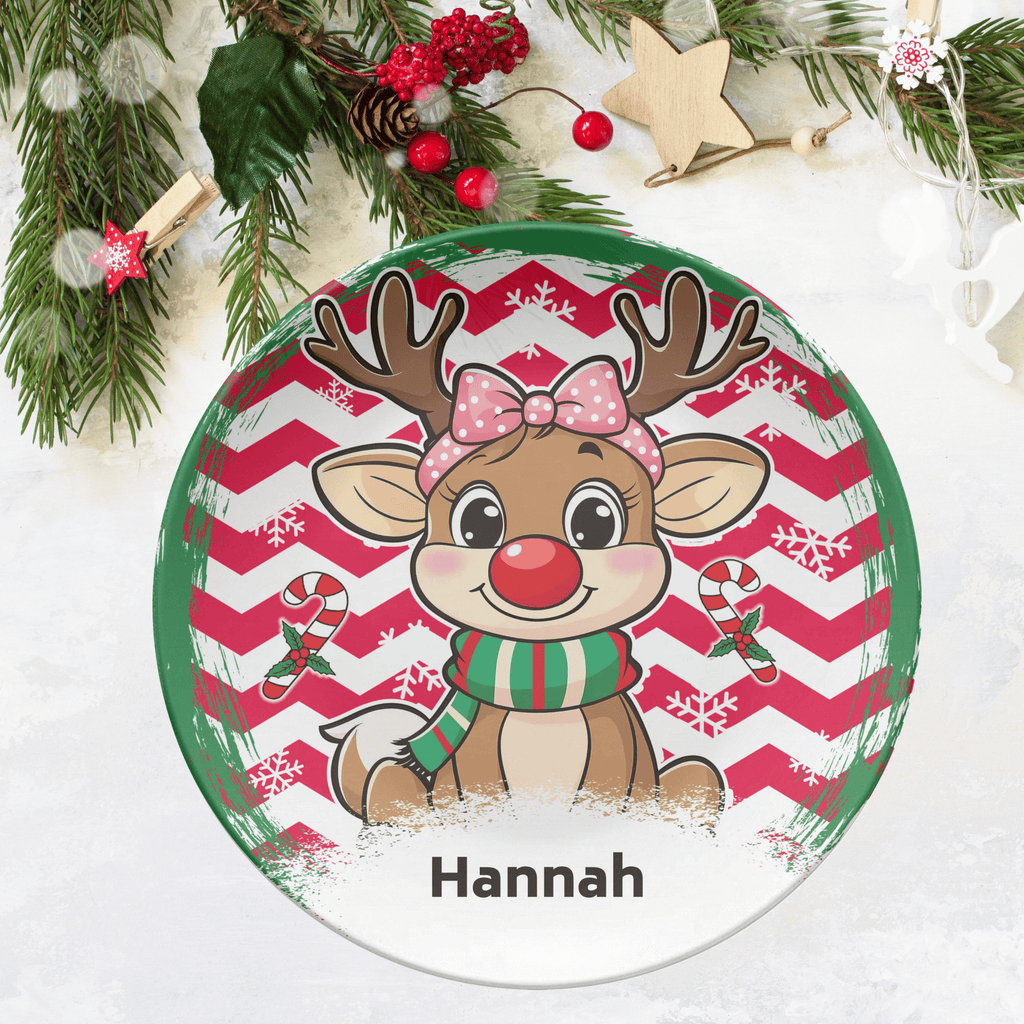 Personalized Sweet Girl Reindeer Plate by Lil Plate Shop