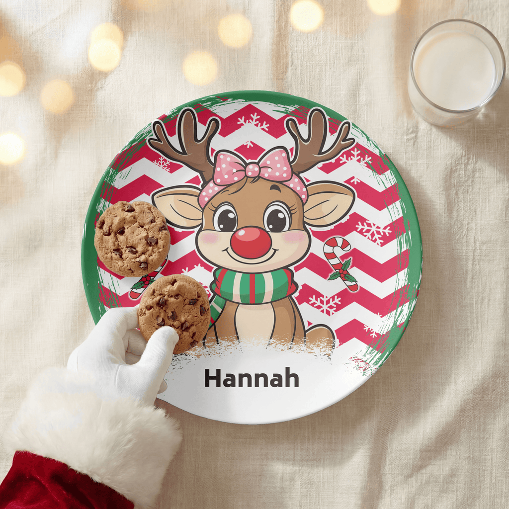 Personalized Sweet Girl Reindeer Plate by Lil Plate Shop