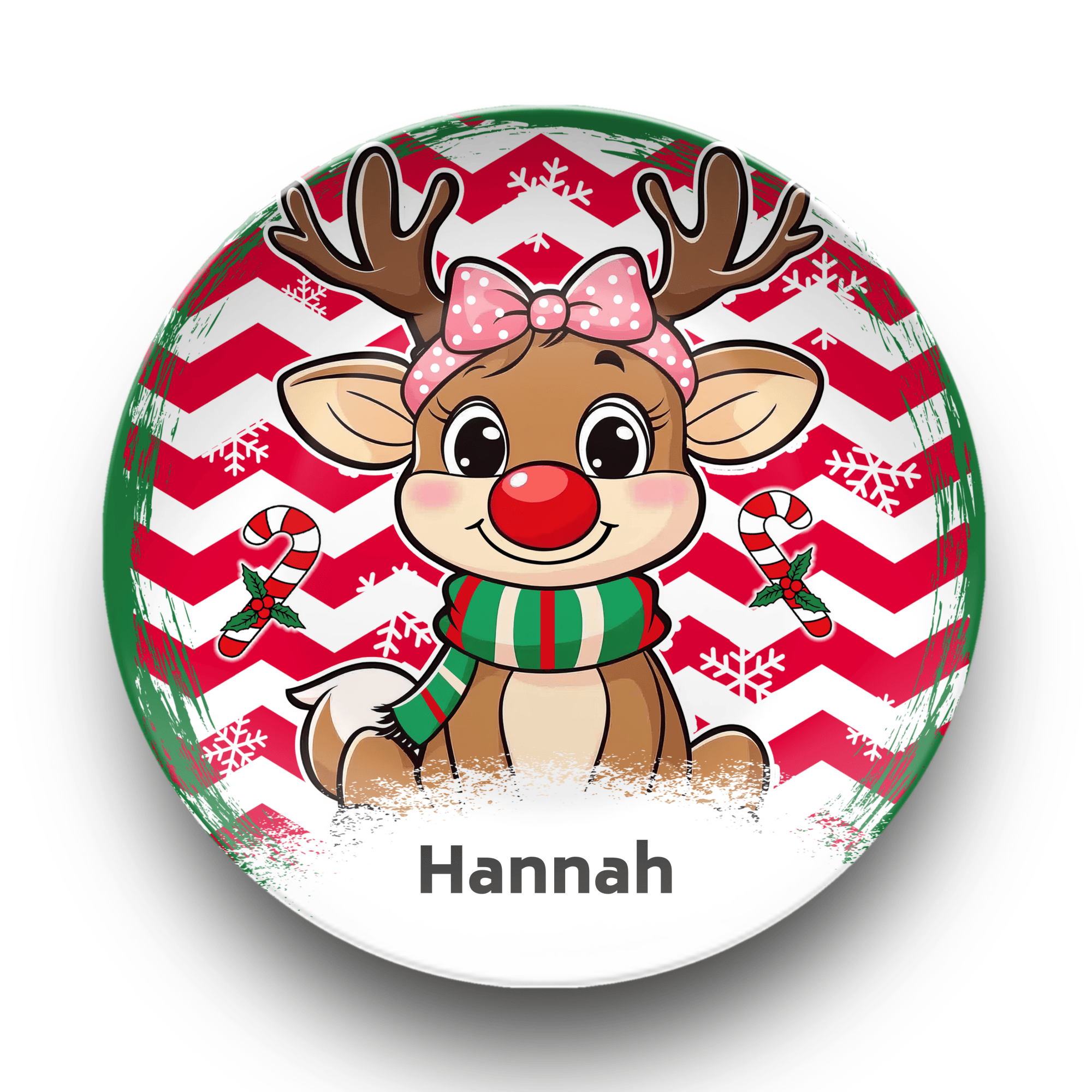 Personalized Sweet Girl Reindeer Plate Plate by Lil Plate Shop