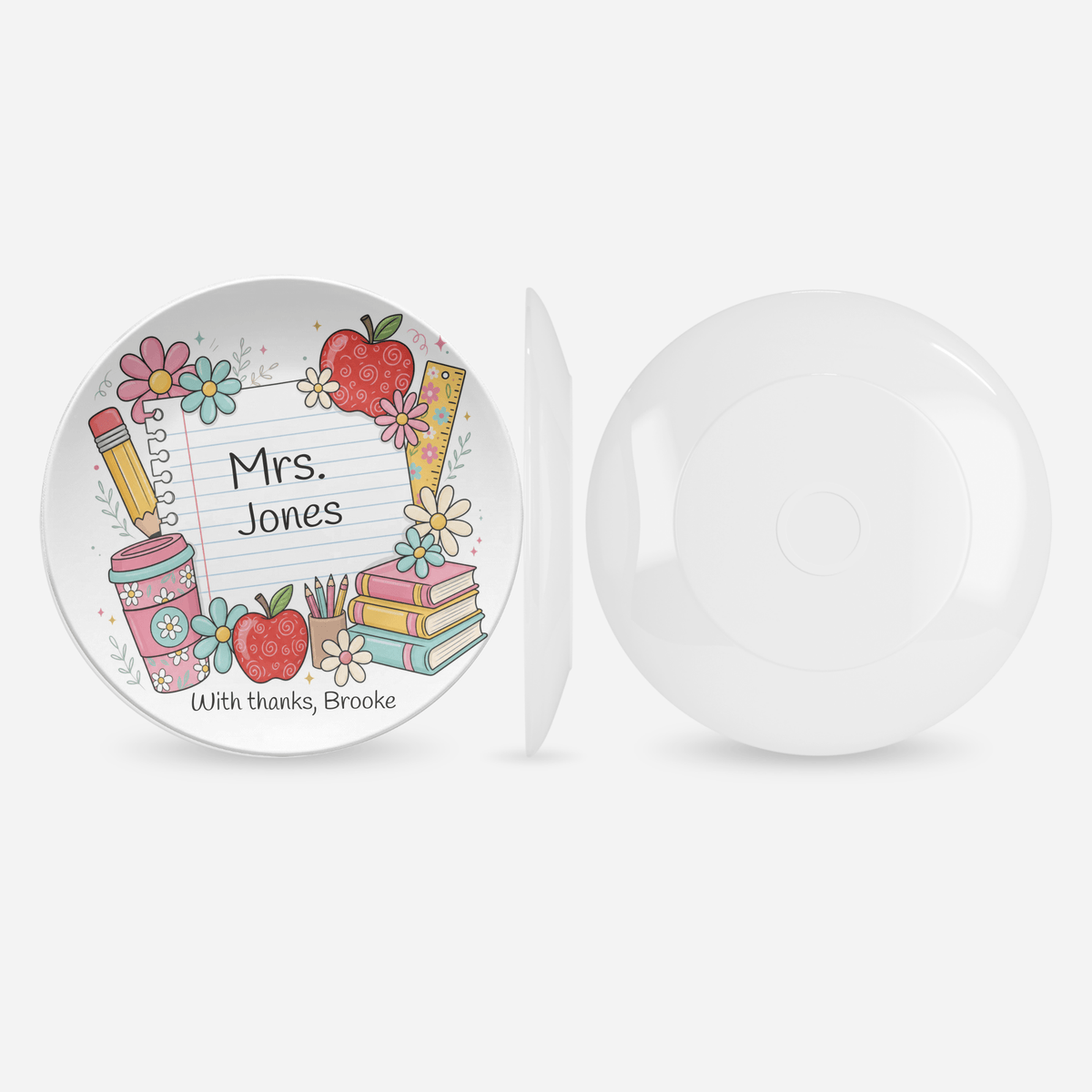 Personalized Teacher Appreciation Plate — Doodle Books & Apples by Lil Plate Shop
