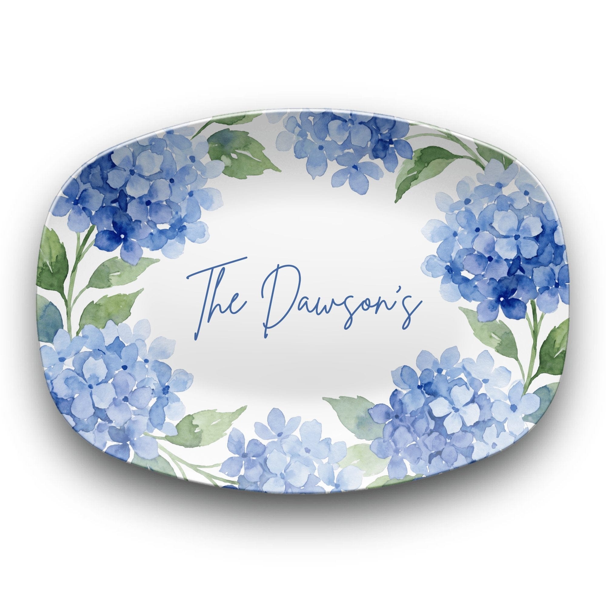 Personalized Watercolor Hydrangea Platter by Lil Plate Shop