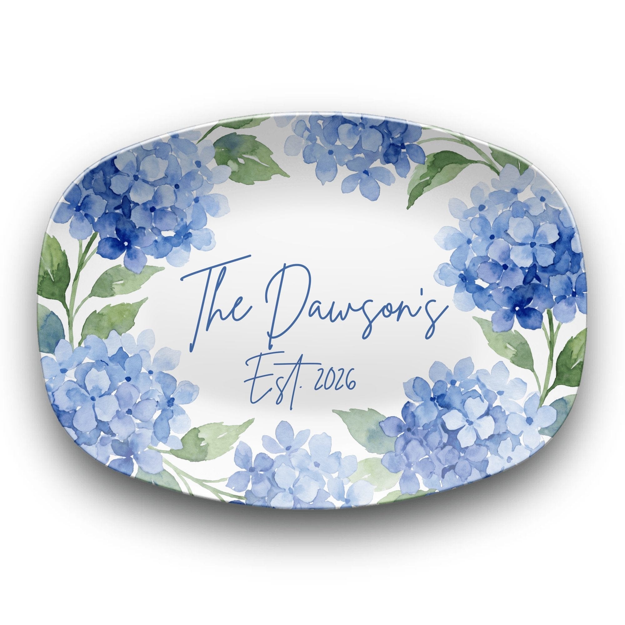 Personalized Watercolor Hydrangea Platter by Lil Plate Shop