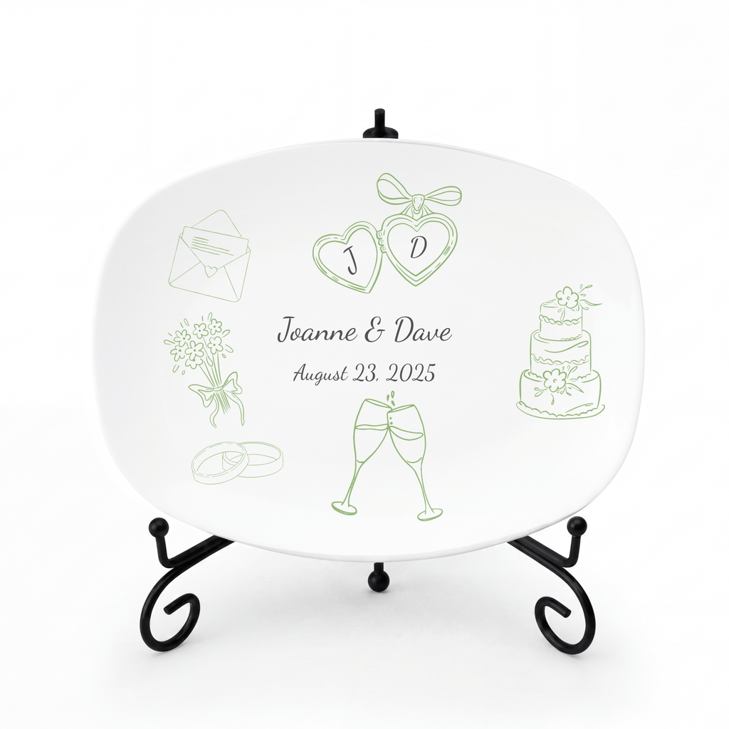 Personalized Wedding Platter Platter + Stand + Gift Box by Lil Plate Shop