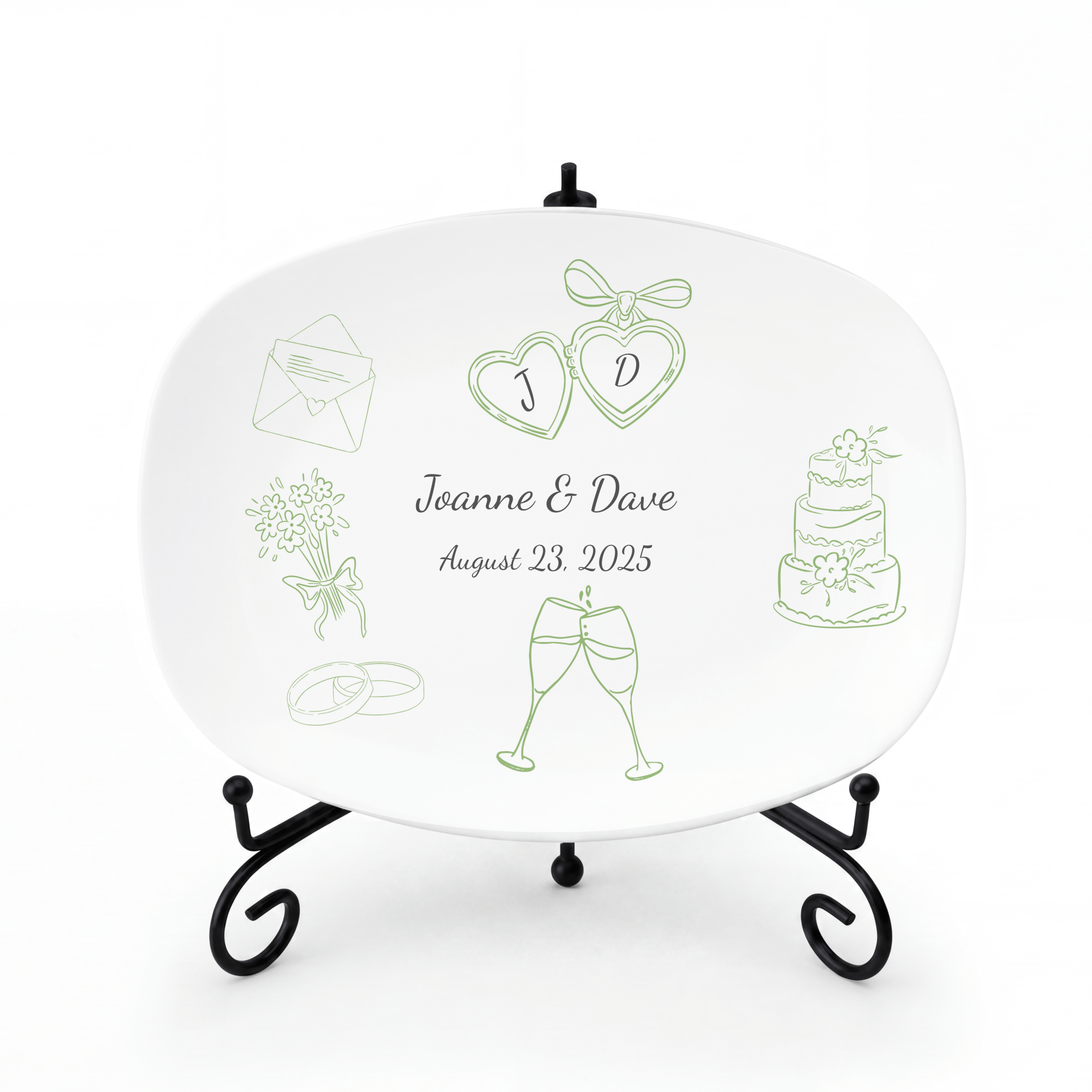 Personalized Wedding Platter Platter + Stand + Gift Box by Lil Plate Shop
