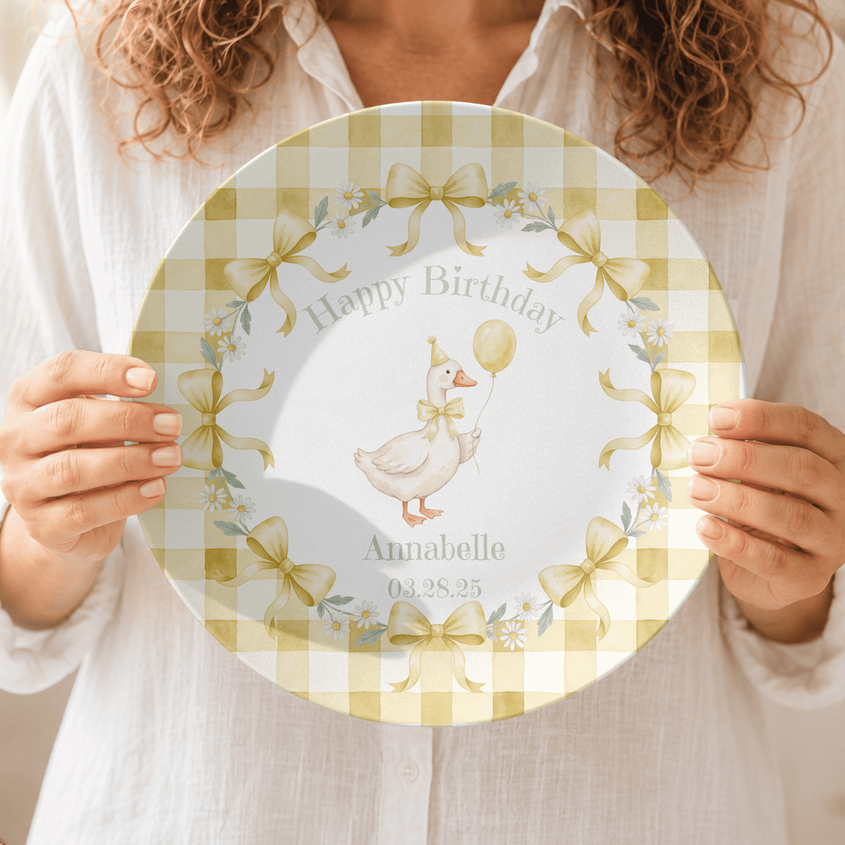 Personalized Yellow Goose Birthday Plate by Lil Plate Shop