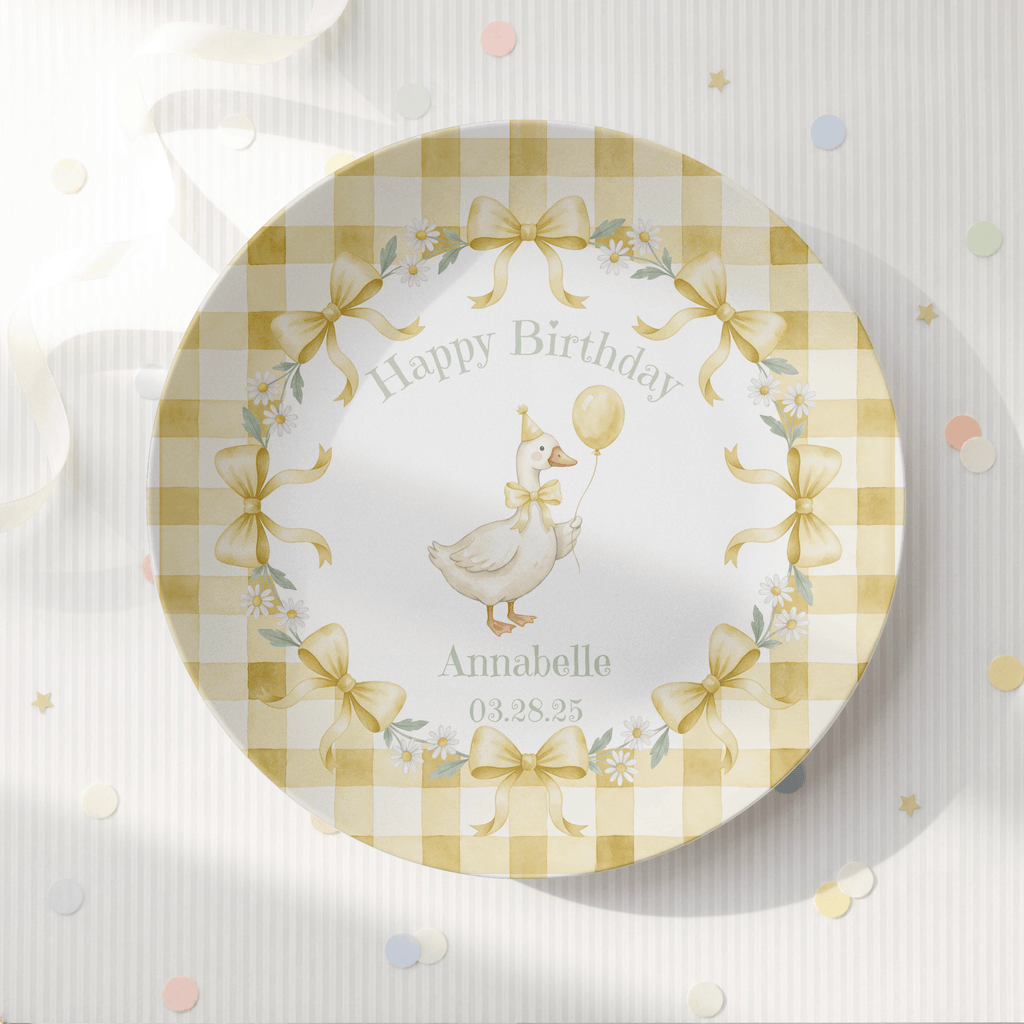 Personalized Yellow Goose Birthday Plate by Lil Plate Shop