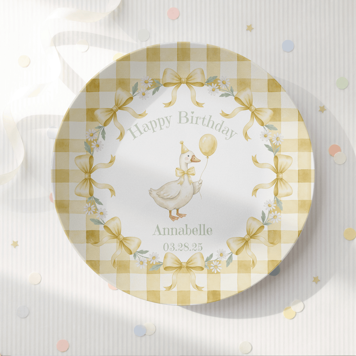 Personalized Yellow Goose Birthday Plate by Lil Plate Shop