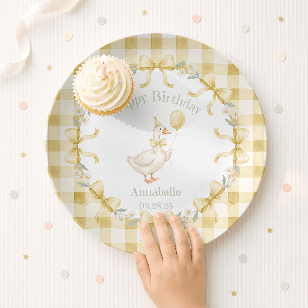 Personalized Yellow Goose Birthday Plate by Lil Plate Shop