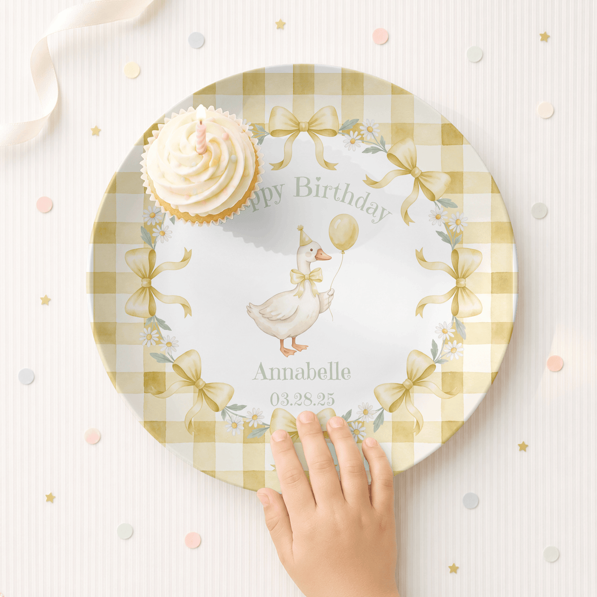 Personalized Yellow Goose Birthday Plate by Lil Plate Shop