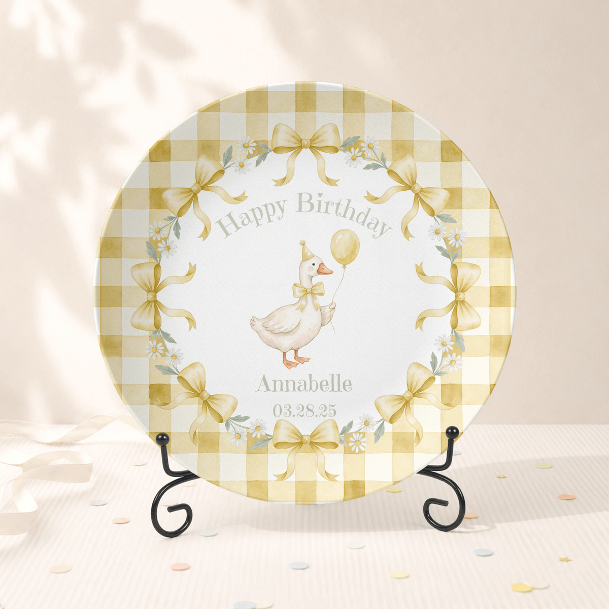 Personalized Yellow Goose Birthday Plate by Lil Plate Shop