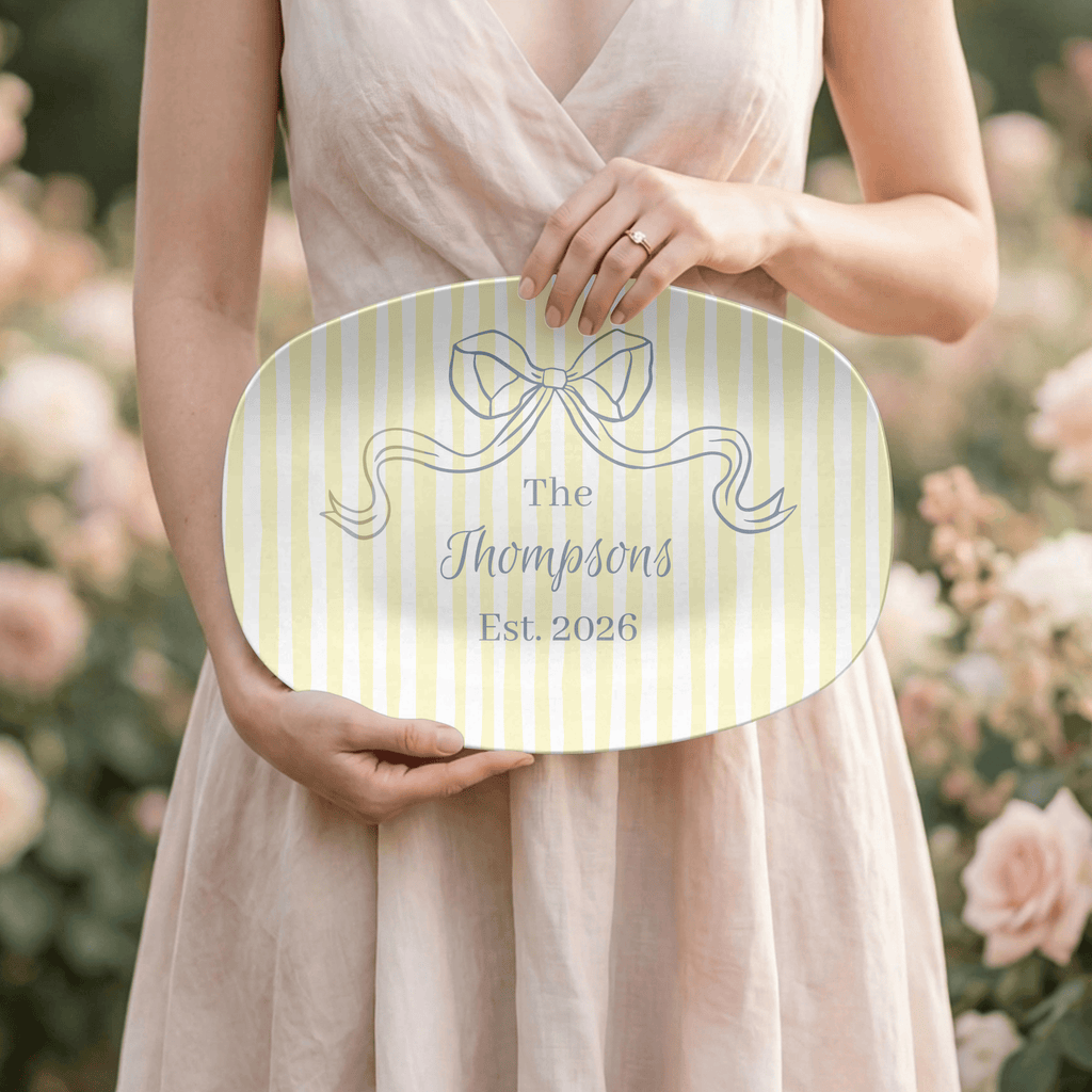 Personalized Yellow Striped Platter by Lil Plate Shop