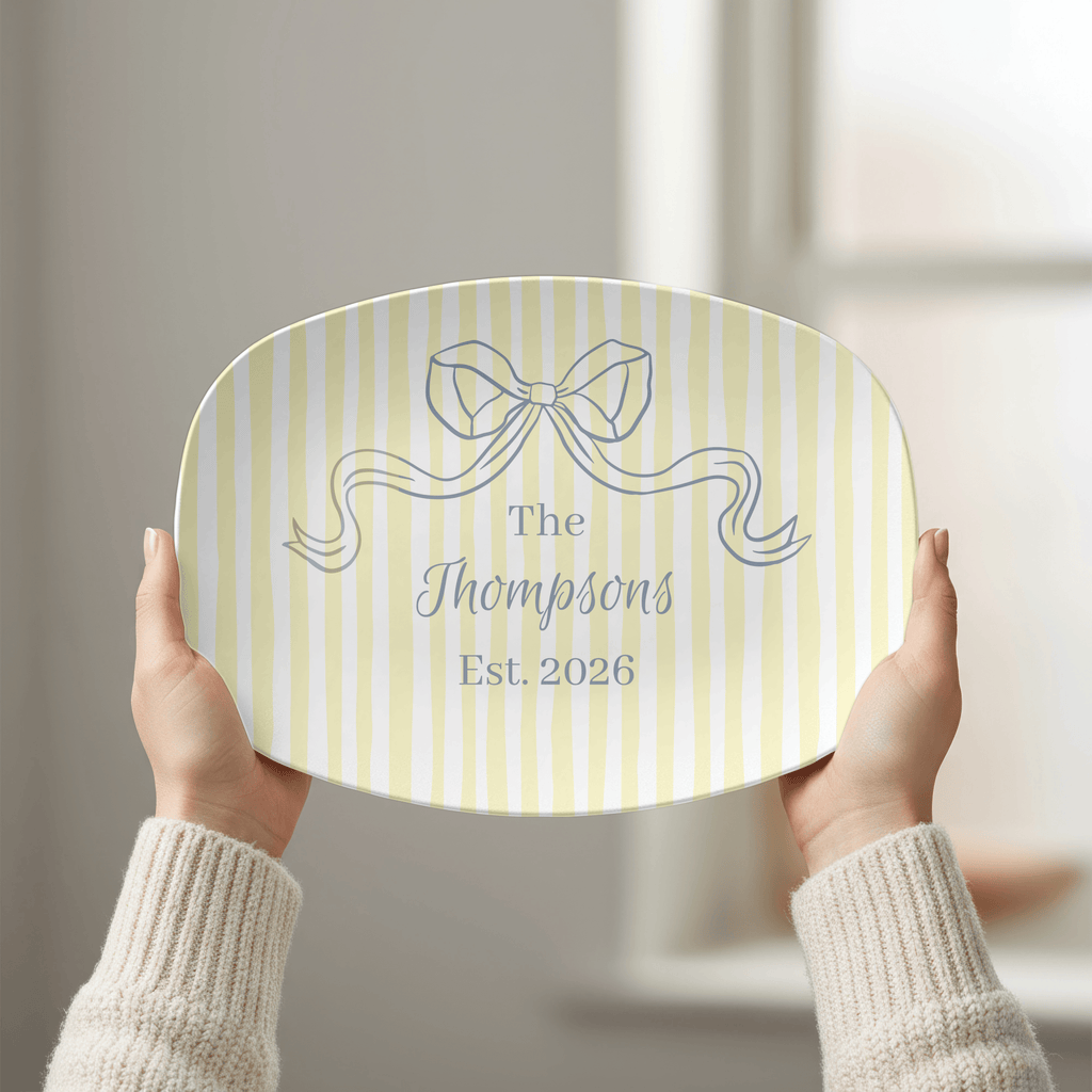 Personalized Yellow Striped Platter by Lil Plate Shop