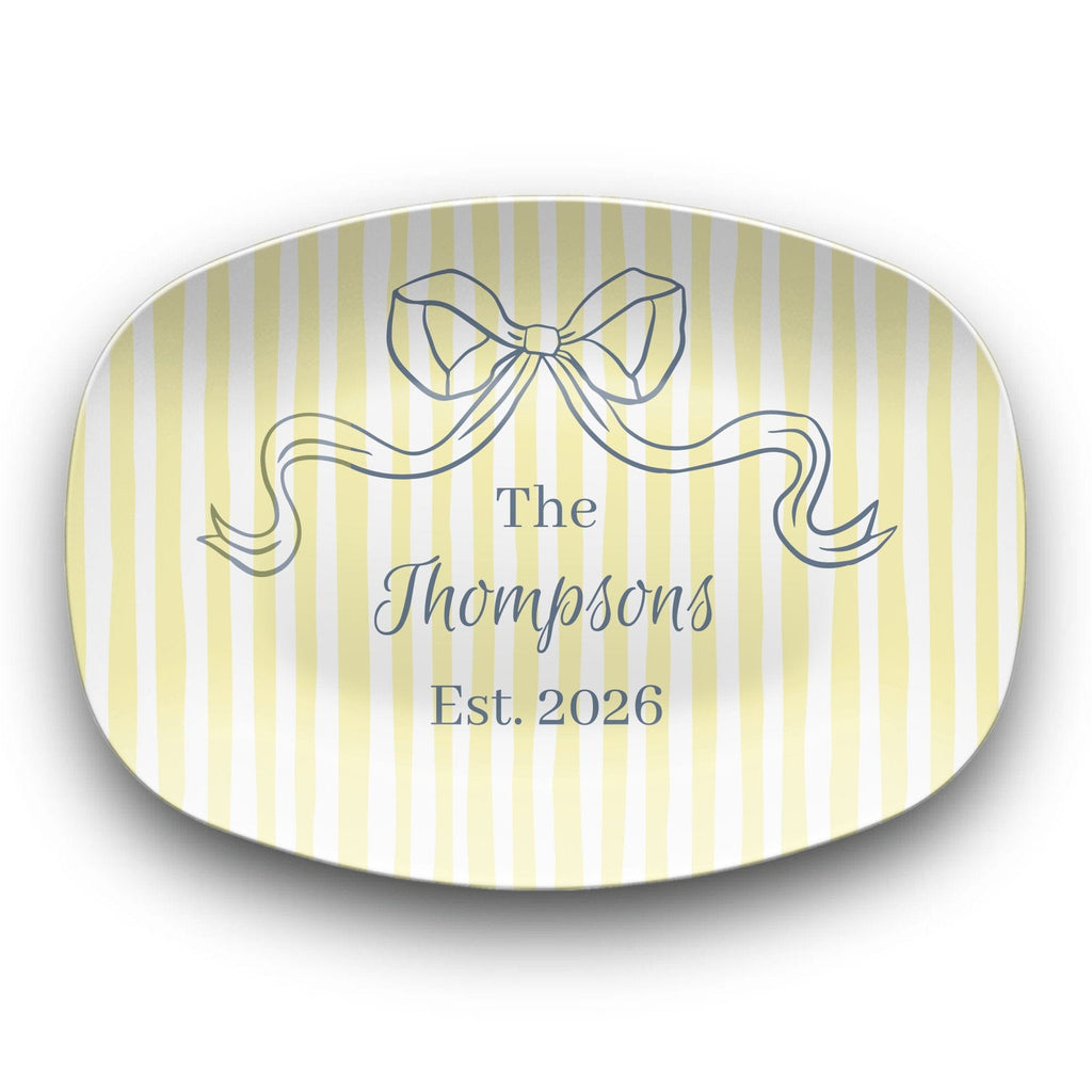 Personalized Yellow Striped Platter by Lil Plate Shop