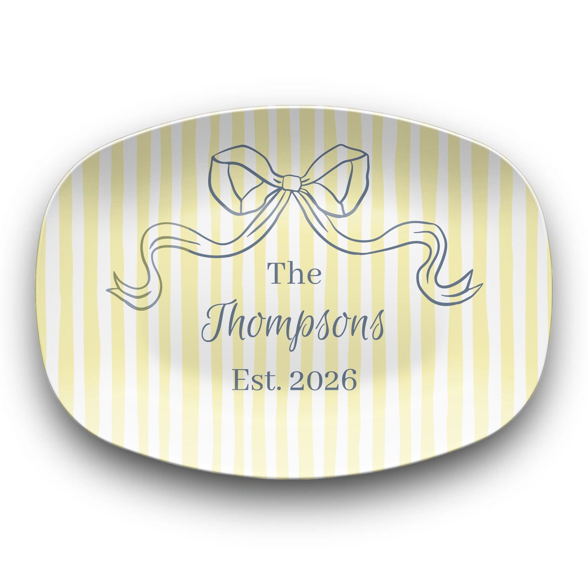 Personalized Yellow Striped Platter by Lil Plate Shop