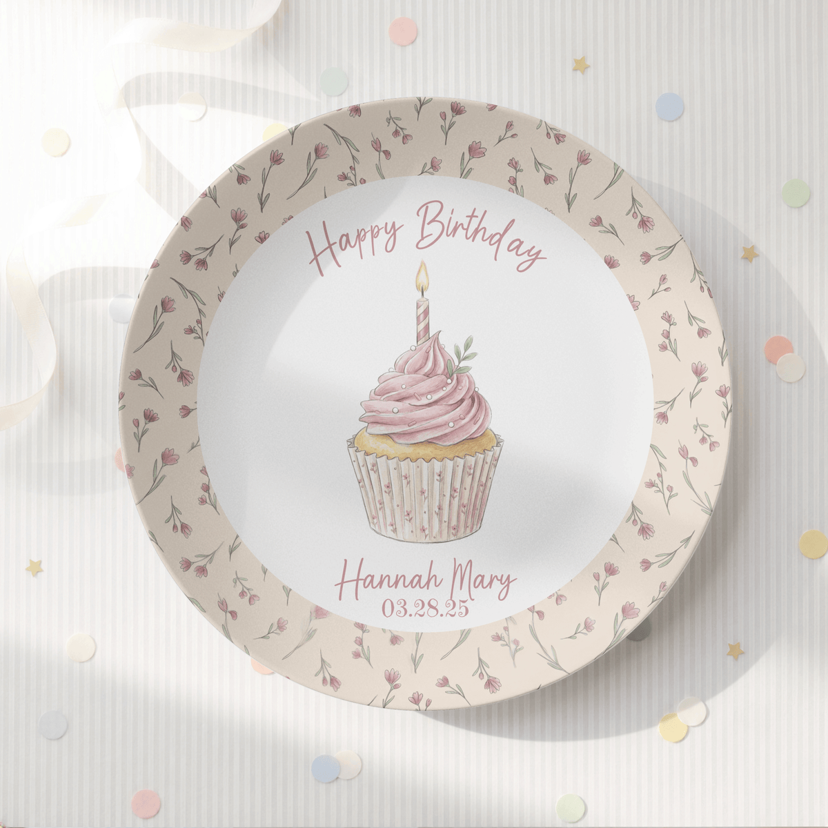 Petite Rose Birthday Cupcake Plate by Lil Plate Shop