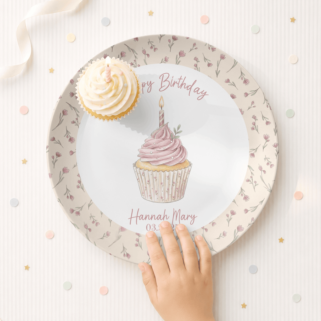 Petite Rose Birthday Cupcake Plate by Lil Plate Shop