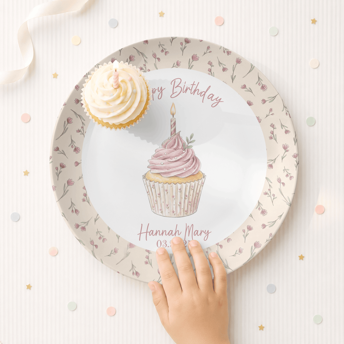 Petite Rose Birthday Cupcake Plate by Lil Plate Shop