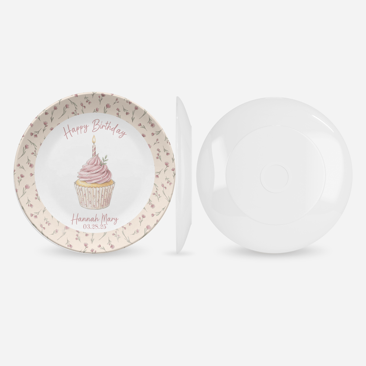 Petite Rose Birthday Cupcake Plate by Lil Plate Shop