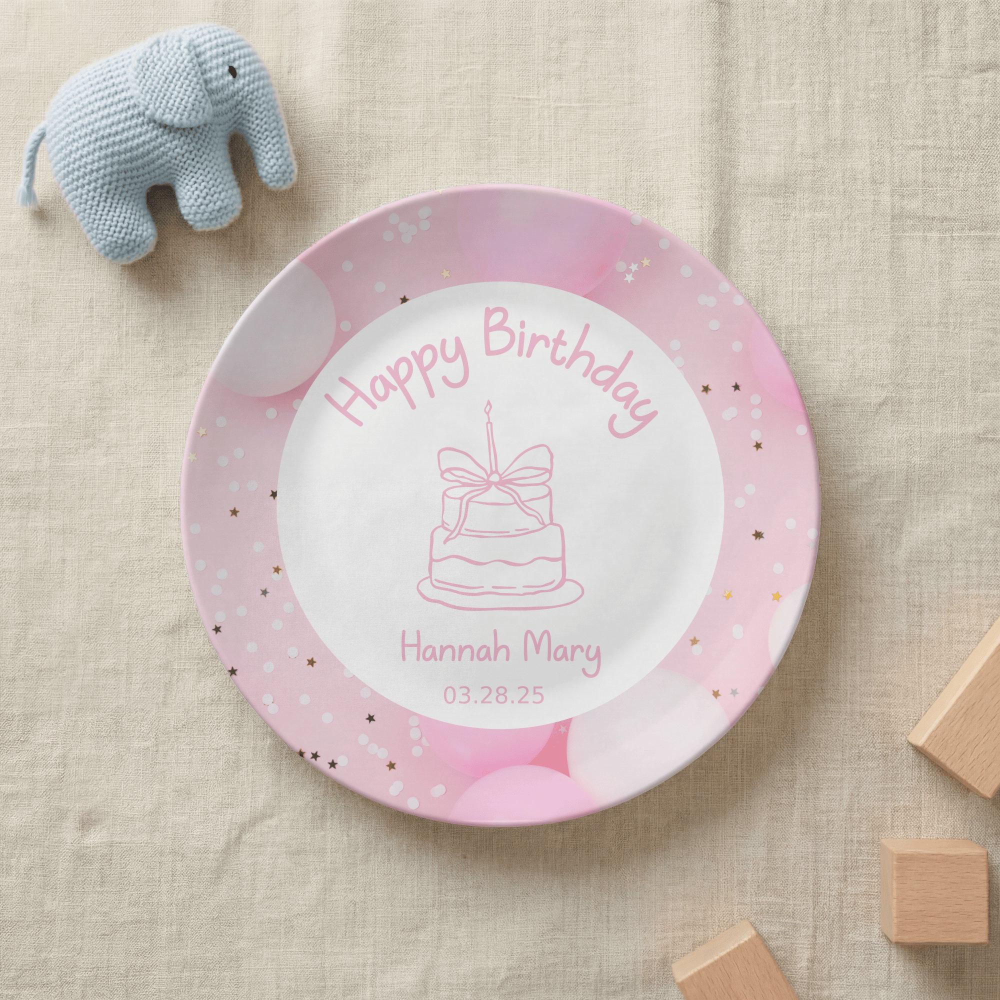 Pink Balloon Birthday Plate by Lil Plate Shop