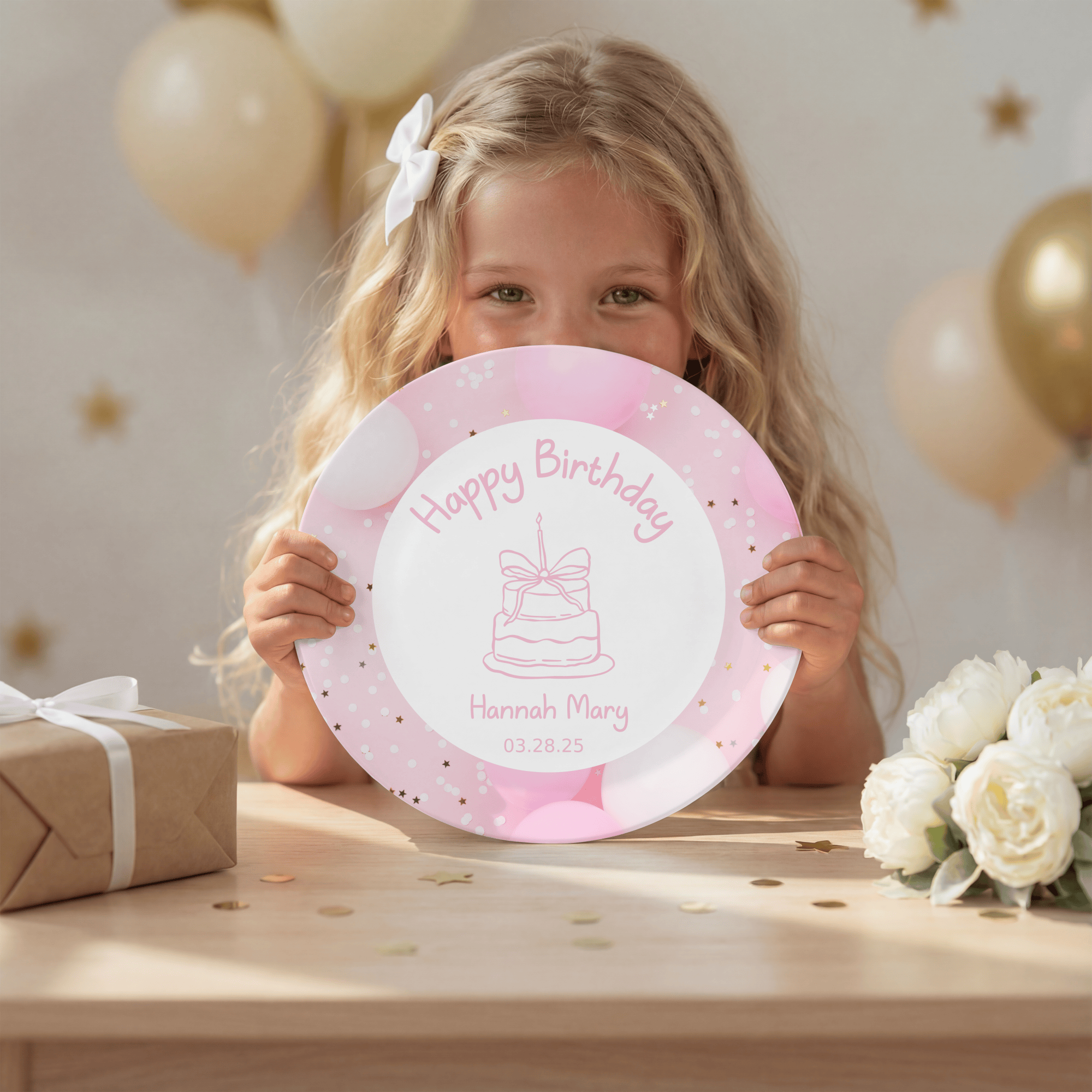 Pink Balloon Birthday Plate by Lil Plate Shop