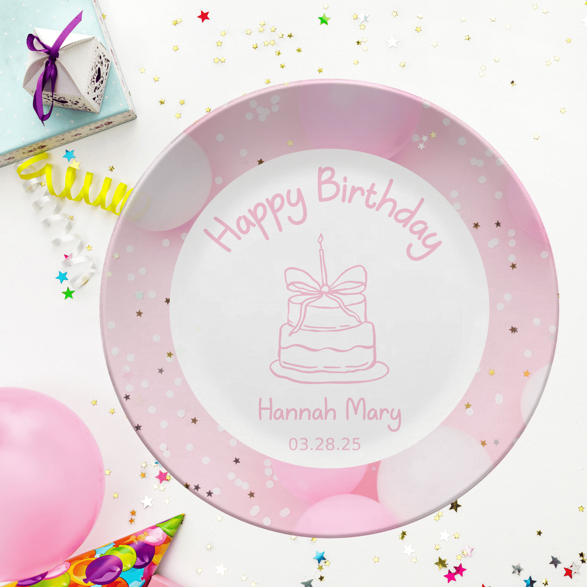 Pink Balloon Birthday Plate by Lil Plate Shop