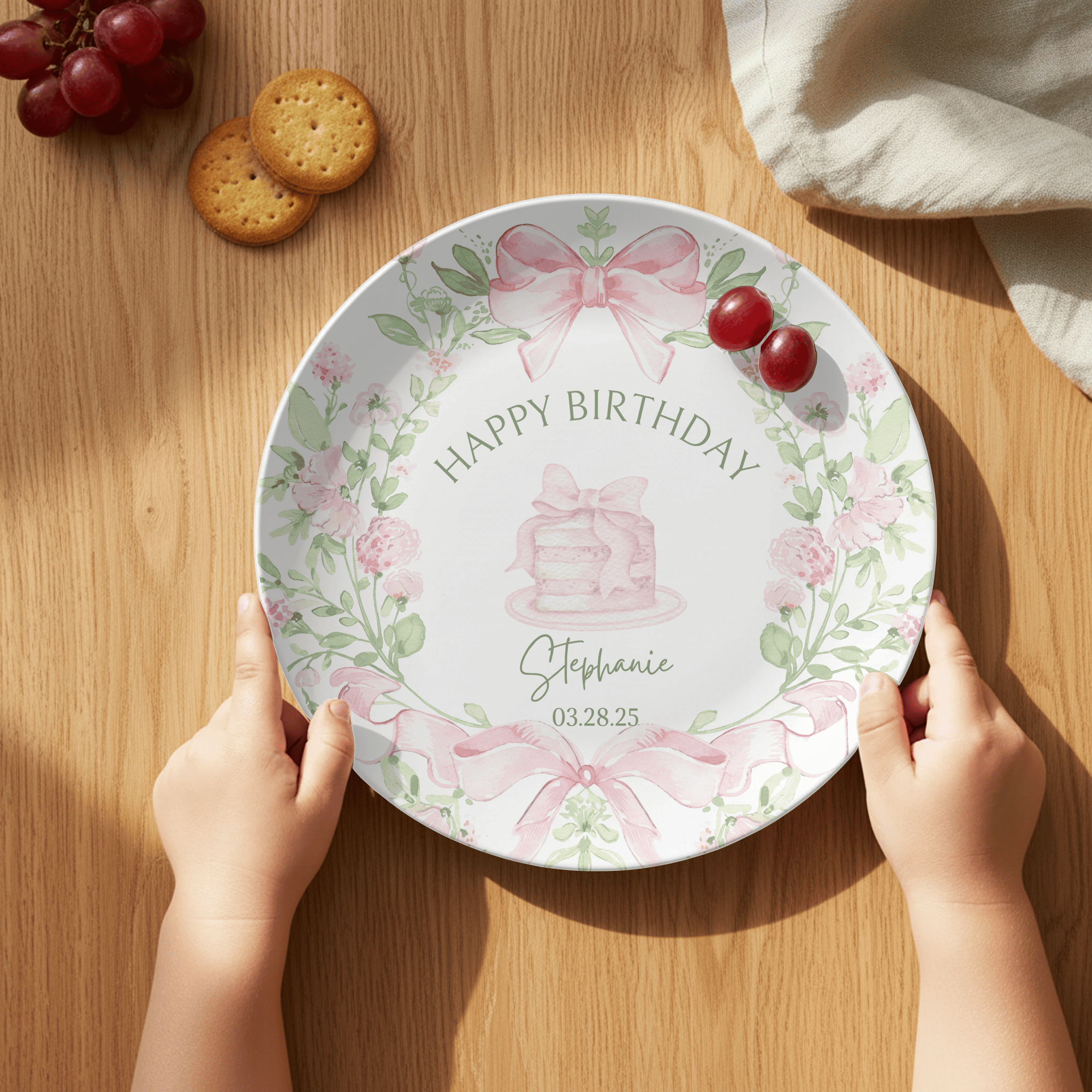 Pink Birthday Bow Plate by Lil Plate Shop