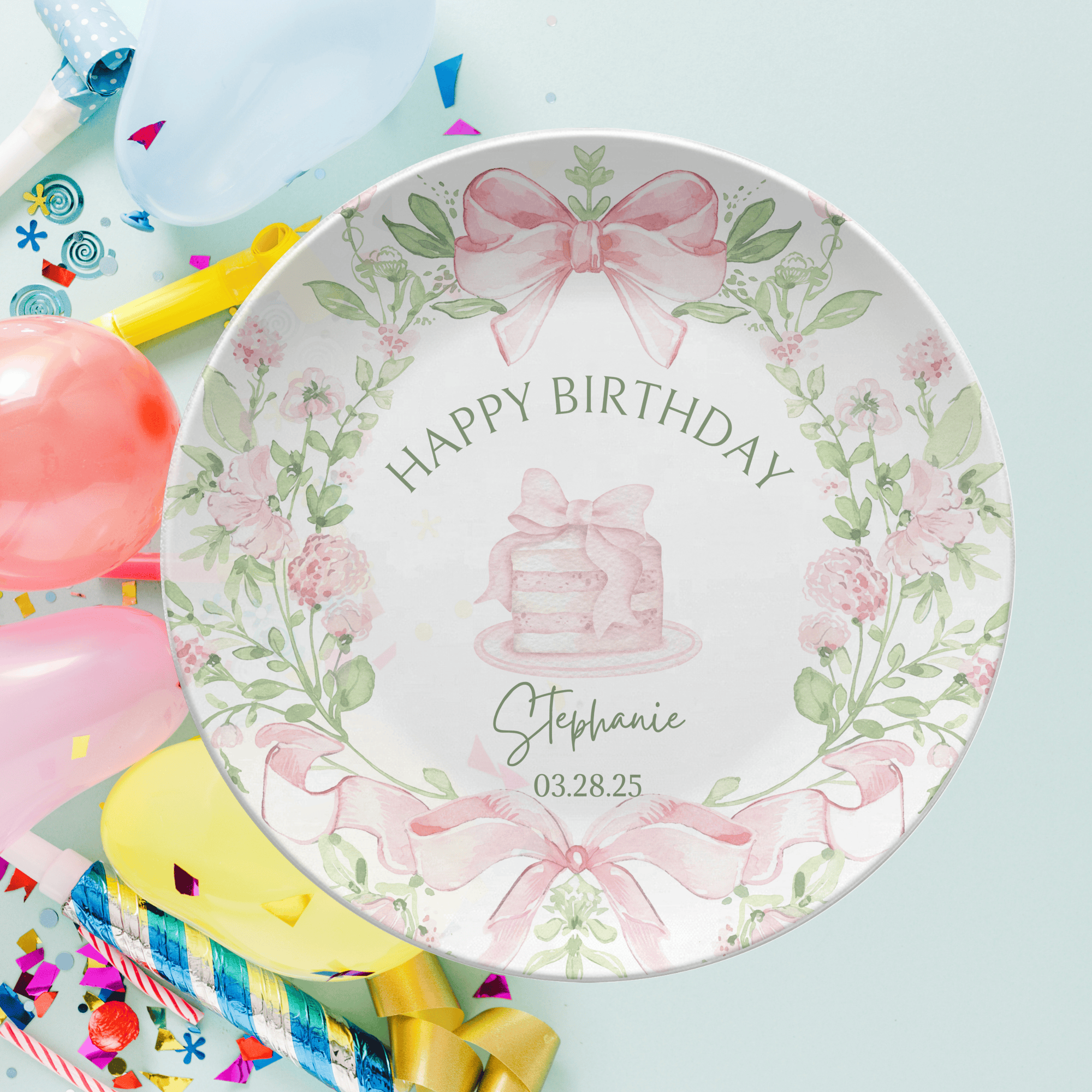 Pink Birthday Bow Plate by Lil Plate Shop