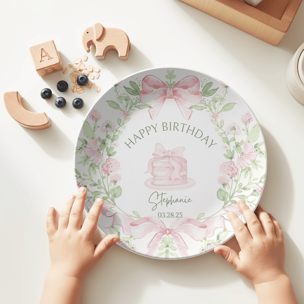 Pink Birthday Bow Plate by Lil Plate Shop
