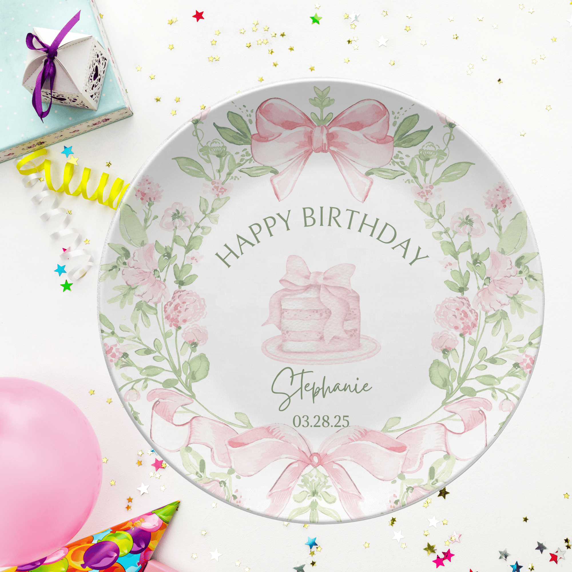 Pink Birthday Bow Plate by Lil Plate Shop
