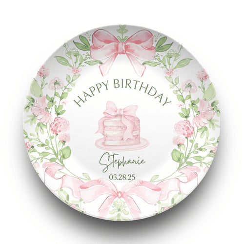 Pink Birthday Bow Plate by Lil Plate Shop