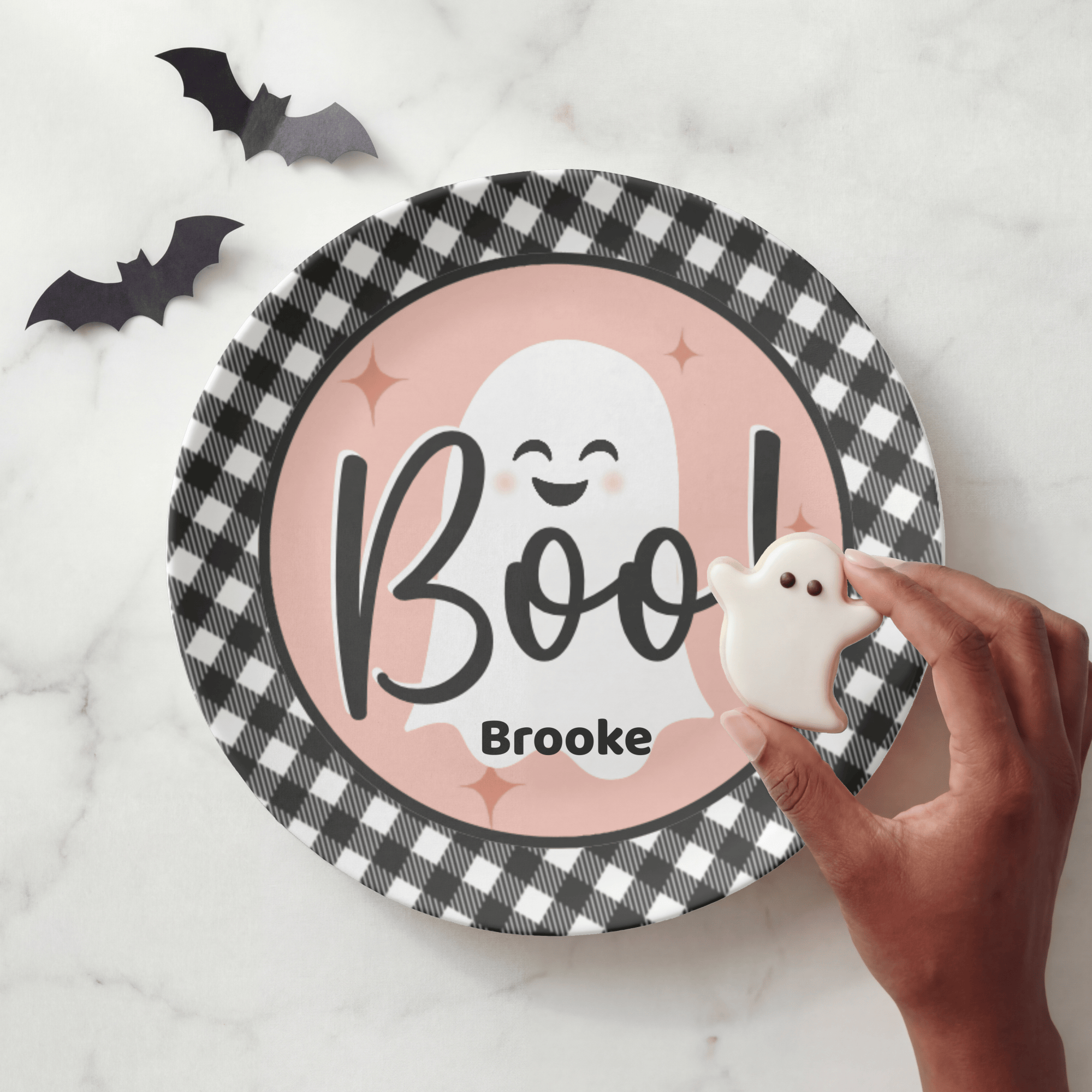 Pink Boo Ghost Plate by Lil Plate Shop