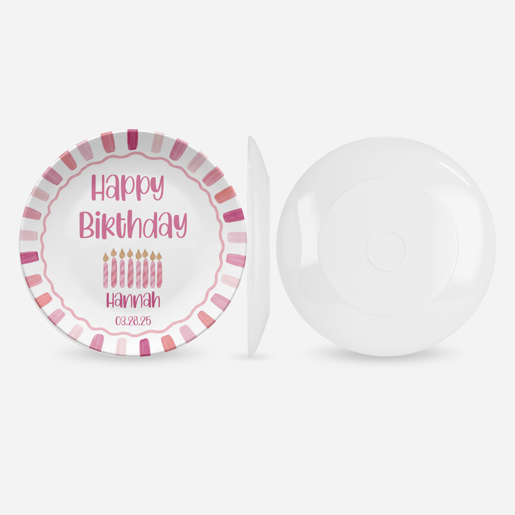 Pink Candle Striped Birthday Plate by Lil Plate Shop