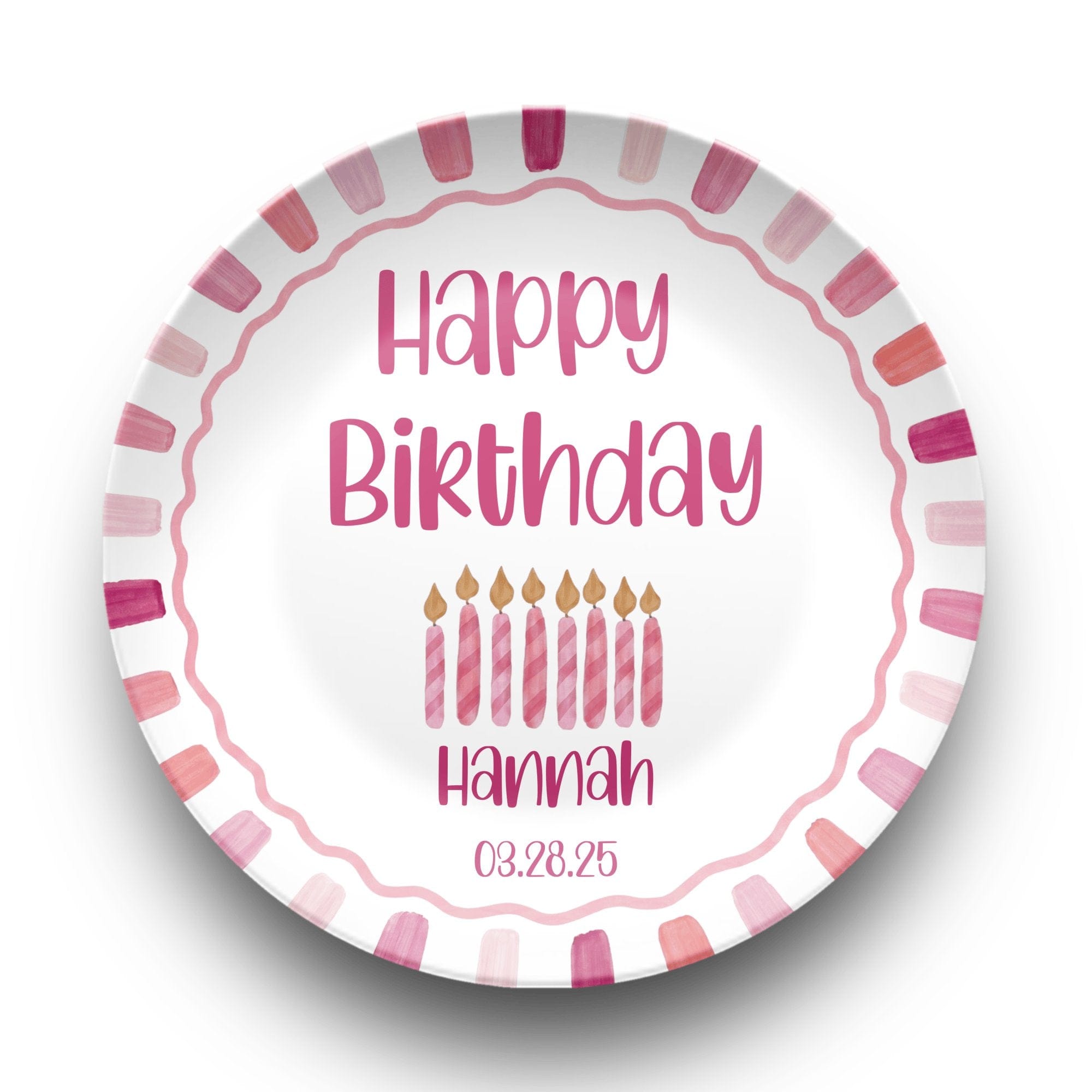 Pink Candle Striped Birthday Plate by Lil Plate Shop