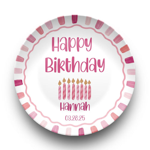 Pink Candle Striped Birthday Plate by Lil Plate Shop