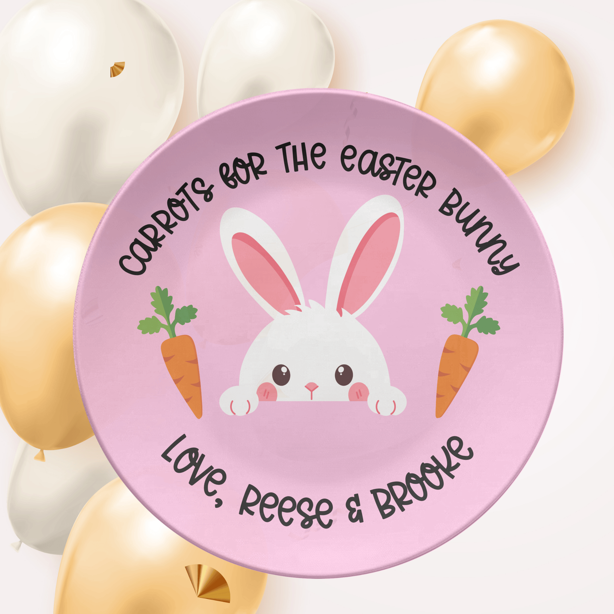 Pink Carrots Easter Bunny Plate by Lil Plate Shop