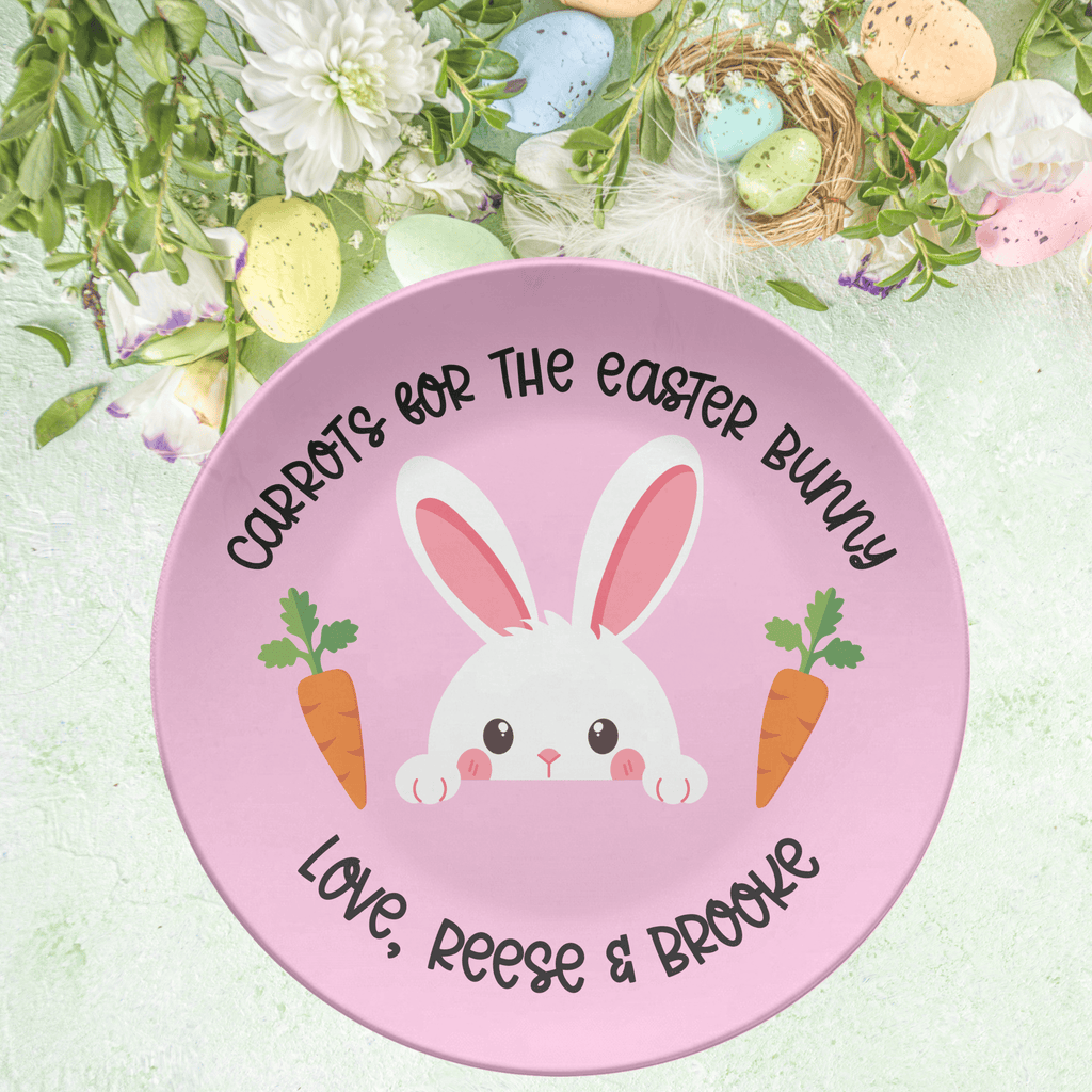 Pink Carrots Easter Bunny Plate by Lil Plate Shop