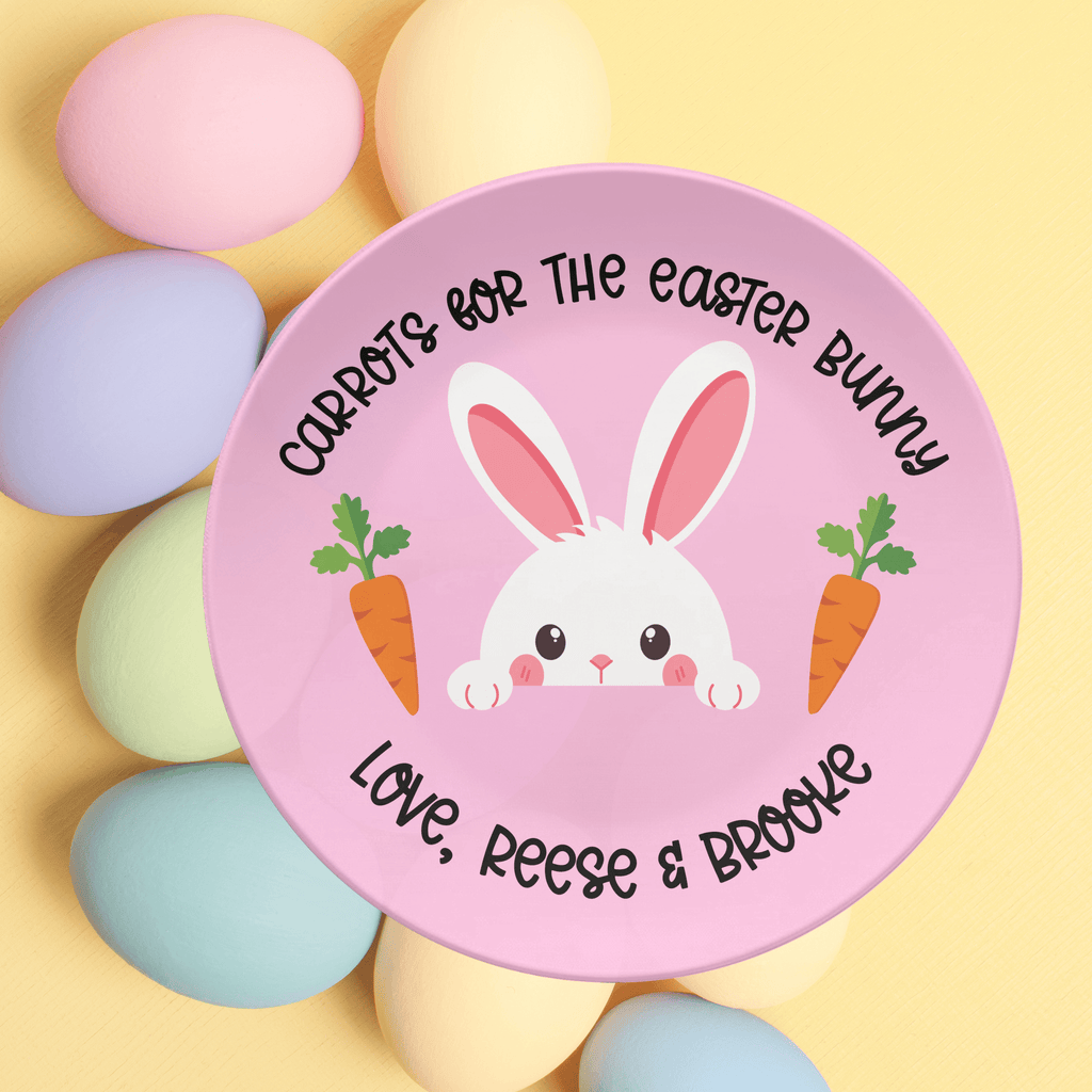 Pink Carrots Easter Bunny Plate by Lil Plate Shop