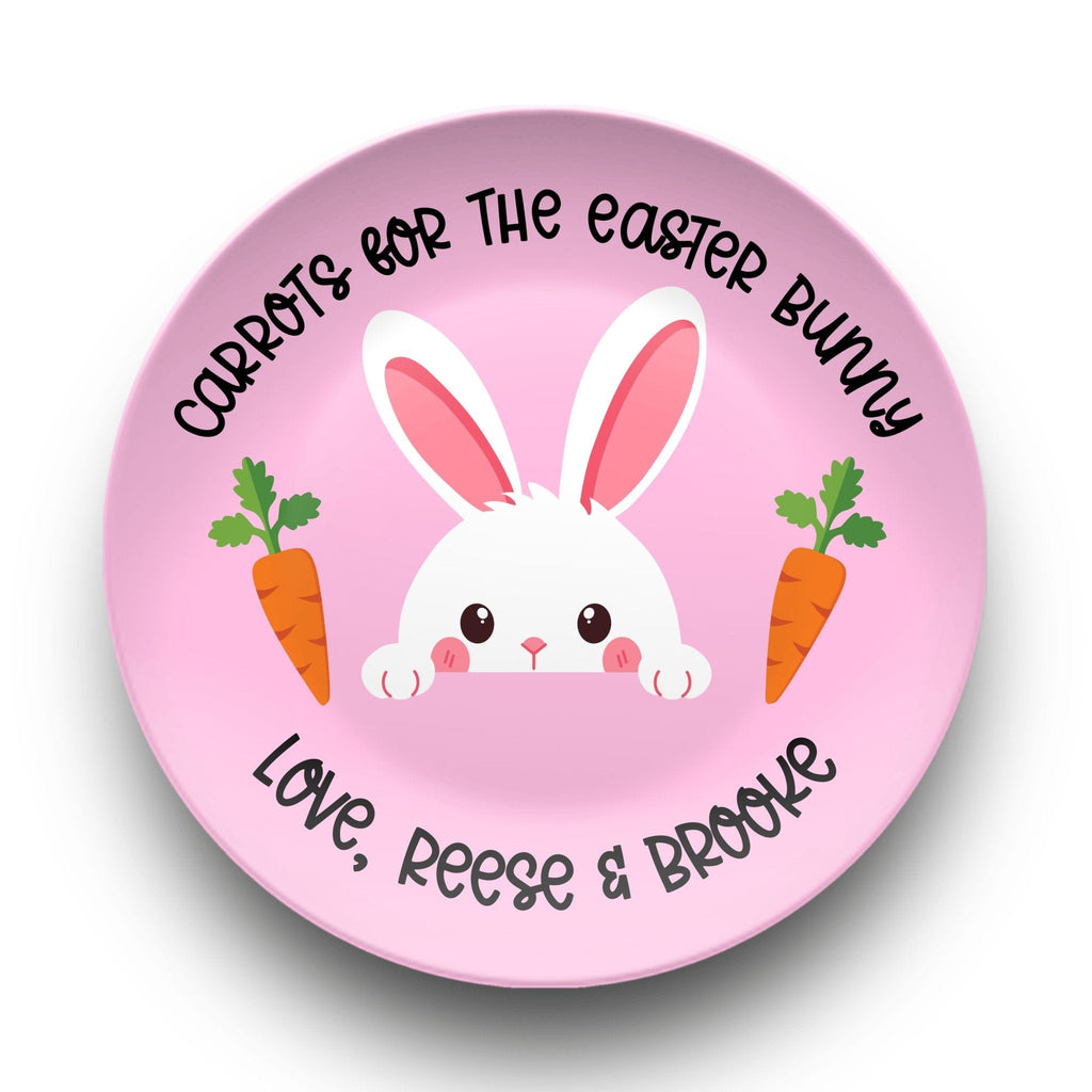 Pink Carrots Easter Bunny Plate by Lil Plate Shop