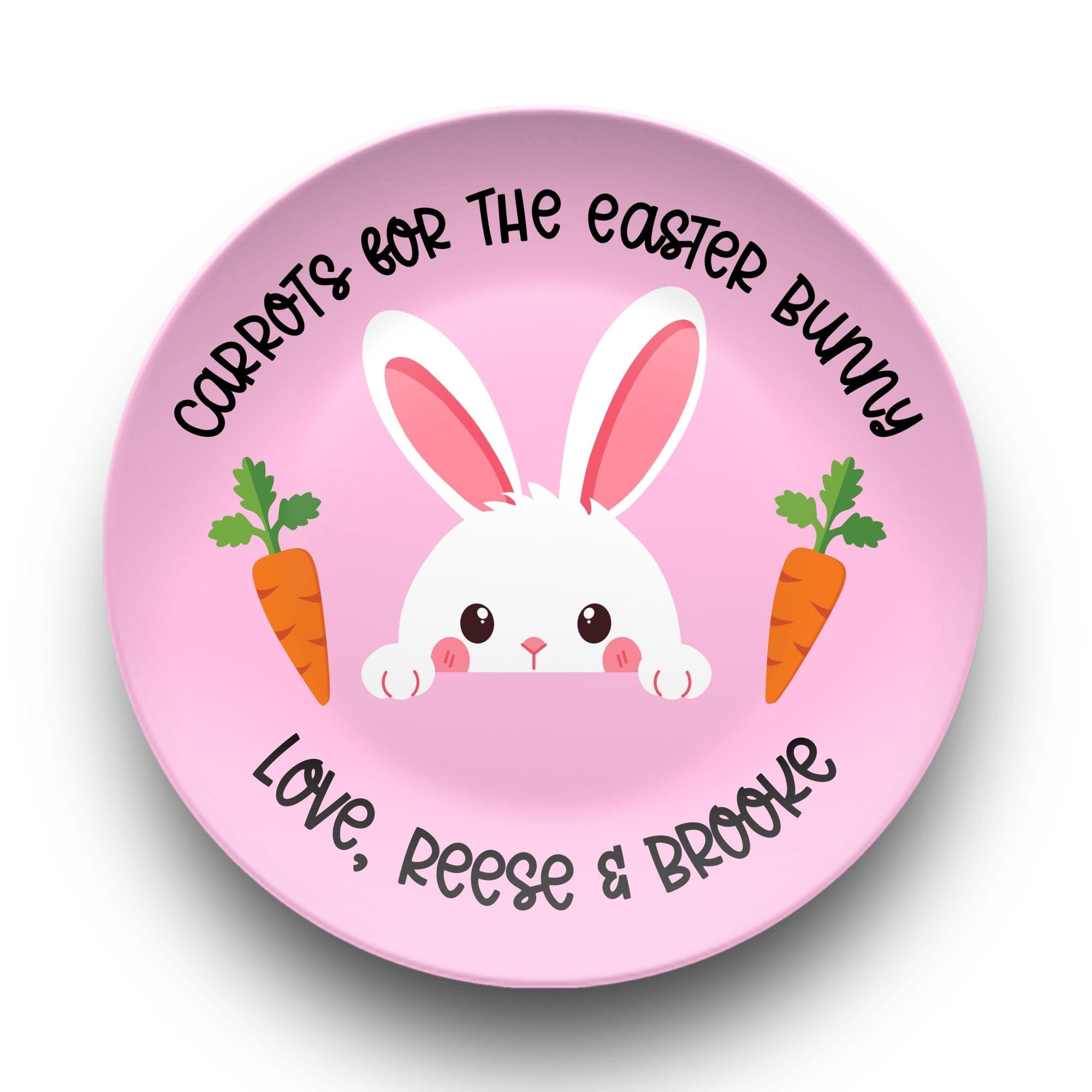 Pink Carrots Easter Bunny Plate by Lil Plate Shop