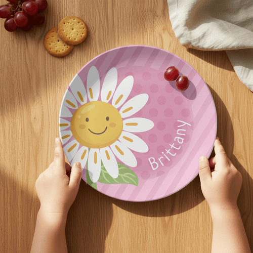 Pink Daisy Name Plate by Lil Plate Shop