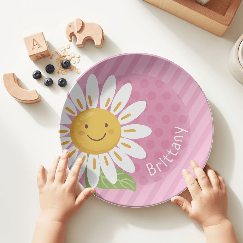 Pink Daisy Name Plate by Lil Plate Shop
