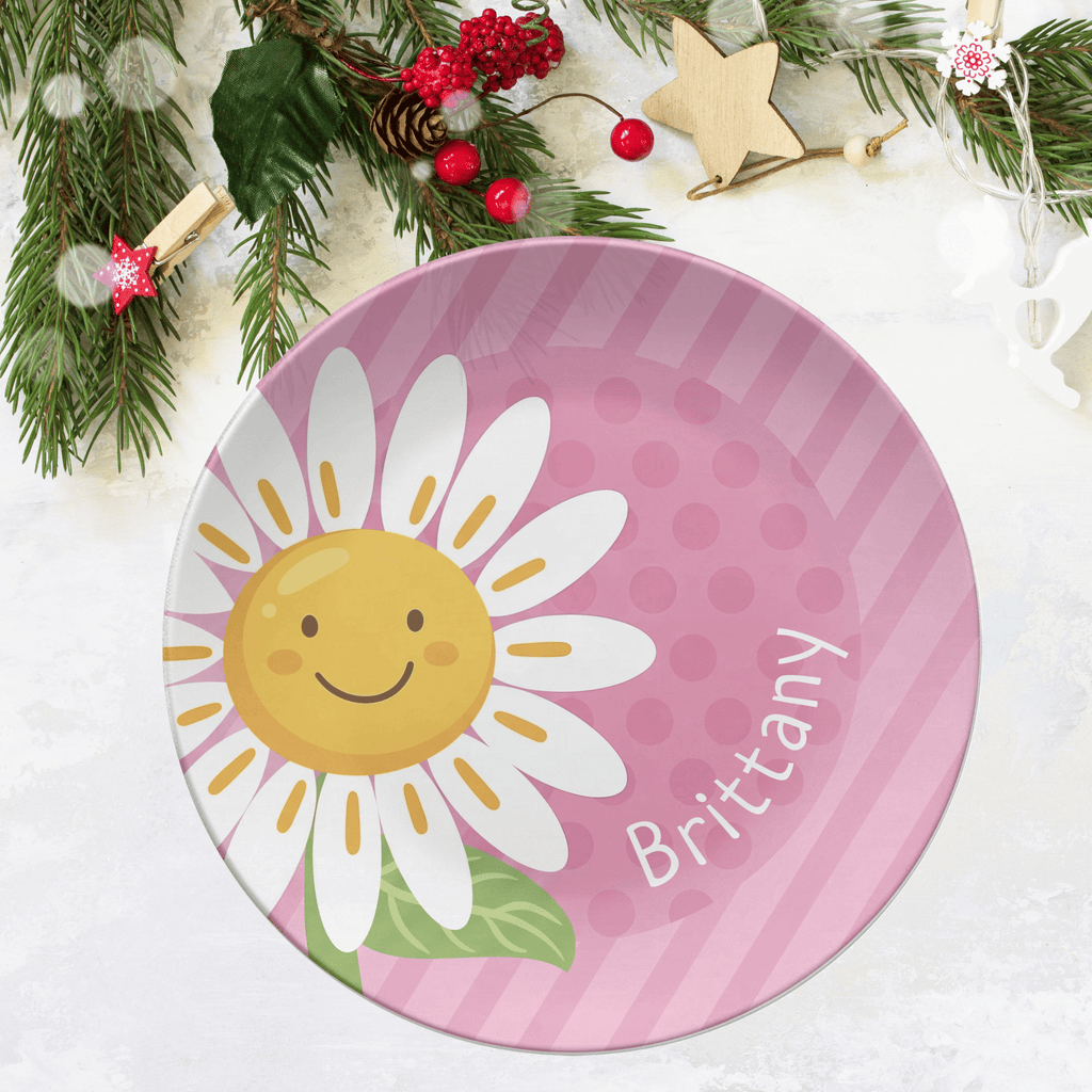 Pink Daisy Name Plate by Lil Plate Shop
