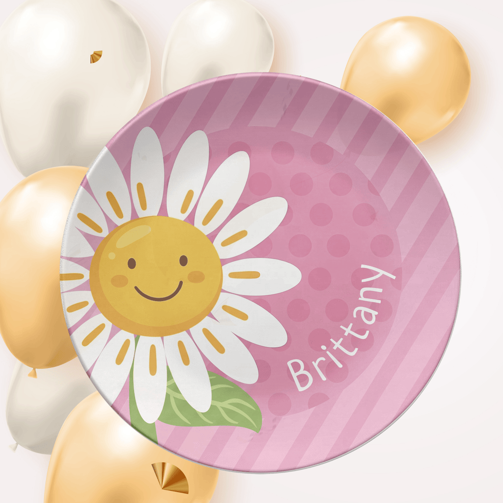 Pink Daisy Name Plate by Lil Plate Shop