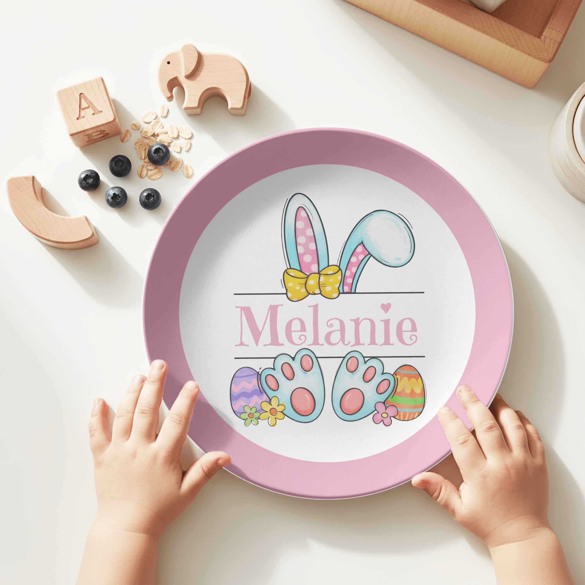 Pink Easter Bunny Ear Plate by Lil Plate Shop